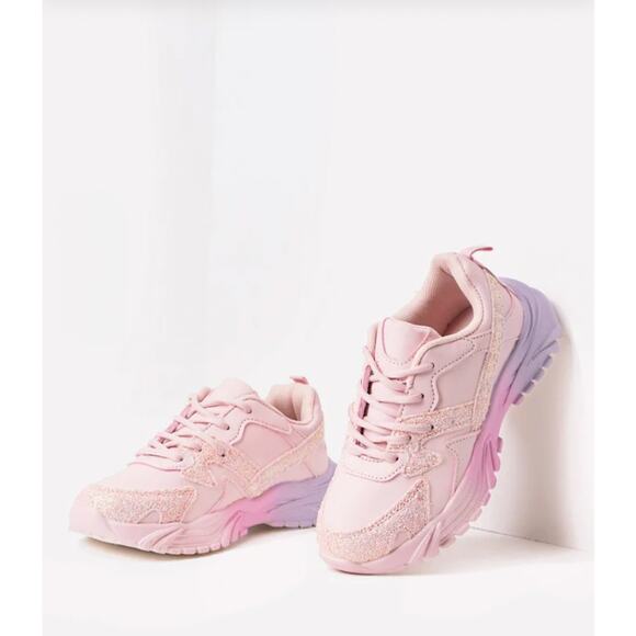 FabKids Pink Ombre Glitter Sneakers - Size 10 - - Picture 1 of 6